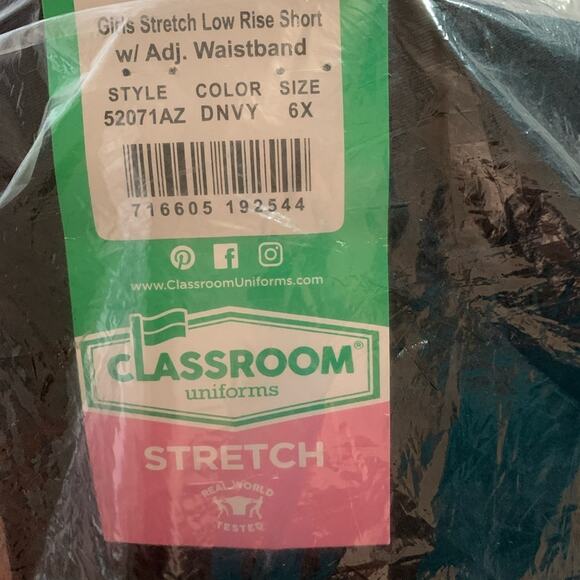 NWT Classroom School Uniforms Little Girls' 6X Stretch Low Rise Short Dark Navy - Picture 5 of 5